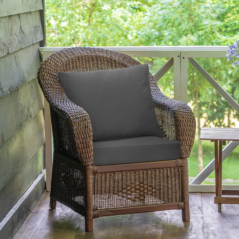 Set, 6 Inch Giantex Patio Cushion Deep Seat and Back Cushion, Outdoor Chair Pads with Ties, Cushion Replacement
