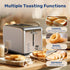 YSSOA Stainless Steel Toaster 2 Slice with Extra Wide Slot & Removable Crumb Tray, 6 Shade Settings and Bagel/Defrost/Cancel Functions, Compact Oven, for Various Bread & Waffle, Silver New by YSSOA