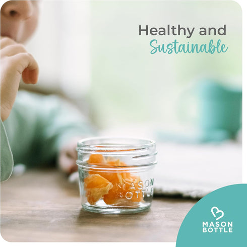 4oz (12-Pack) Mason Bottle Breast Milk Storage Jars Reusable Glass Baby Food Containers with Lid for Baby Formula
