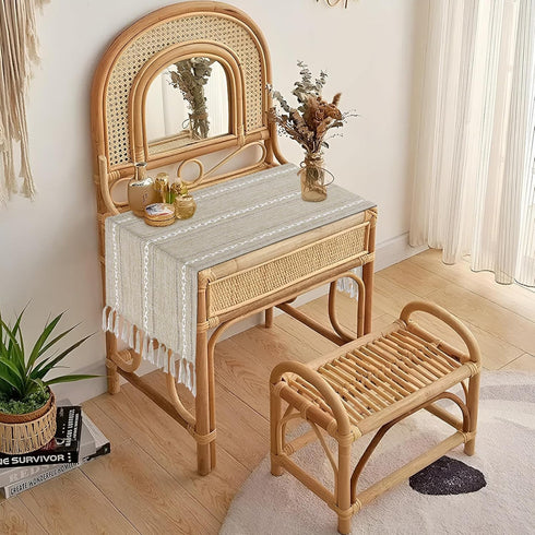 15.7 36 inches, (44'' Bedside Table Runner x Rustic Linen Small Coffee Table Cover Cloth, Nightstand Cover for Top