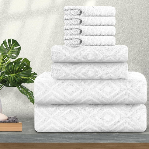 Ferdilan 8 Pack Bath Towels Set White,2 Oversized Bath Towels(35"x70"), 2 Hand