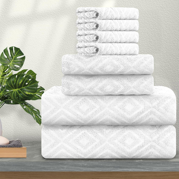 Ferdilan 8 Pack Bath Towels Set White,2 Oversized Bath Towels(35"x70"), 2 Hand