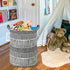 LANGYASHAN Laundry Basket - Canvas Fabric Collapsible Organizer Basket for Storage Bin, Toy Bins, Black Line