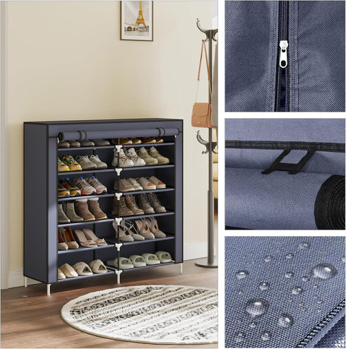 7 36 Cover,110cm*115cm*30cm,Grey Meerveil Shoe Rack Tier Canvas,Shoe Cabinet,Shoe Rack Standing for Living