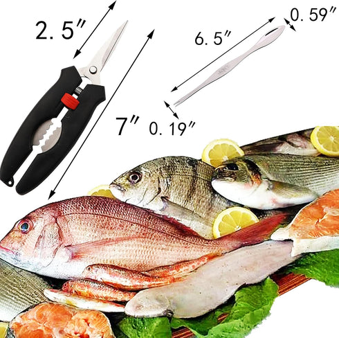 Criativo live Set 8 Seafood Scissors and Crab Crackers - Piece Stainless Steel Lobster and Crab Leg Tools with Forks