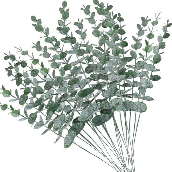20pcs Faux Eucalyptus Stems Flowers, Short Artificial Greenery Decoration for Floral Arrangement, Wedding Home