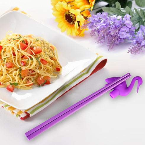 Training Chopsticks for Kids and Beginners - 5 Pairs with Attachable Learning Helper, Right or Left Handed