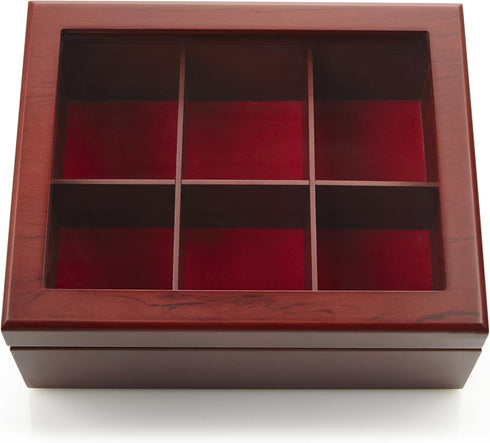 Tea Box - Luxury Wooden Tea Bag Organizer, 6 Compartment Storage Chest from The Apace Premier Collection