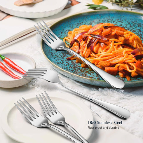 E-far 24 Pieces Forks Spoons and Knives Set for 8, Stainless Steel Silverware Set, Food Grade Cutlery for Home Kitchen,