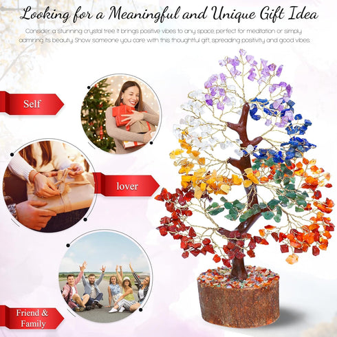 Seven Chakra Crystal Tree, Birthday Gifts for Women, Healing Crystal Tree of Life, Home Decor Gift for Mom