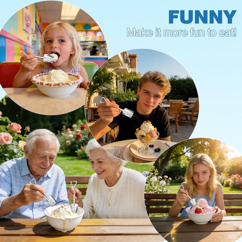 Muimnvi 2 Set 304 Pcs Ice Cream Shovel - Premium Stainless Steel Dessert Spoons for Eating Ice Cream, Funny Loving Gift
