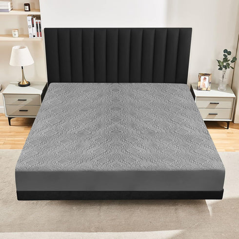 Sufdari Waterproof Mattress Protector, King Quilted Fitted Cover, Breathable & Noiseless Mattress Pad, Fits 8-18" Deep