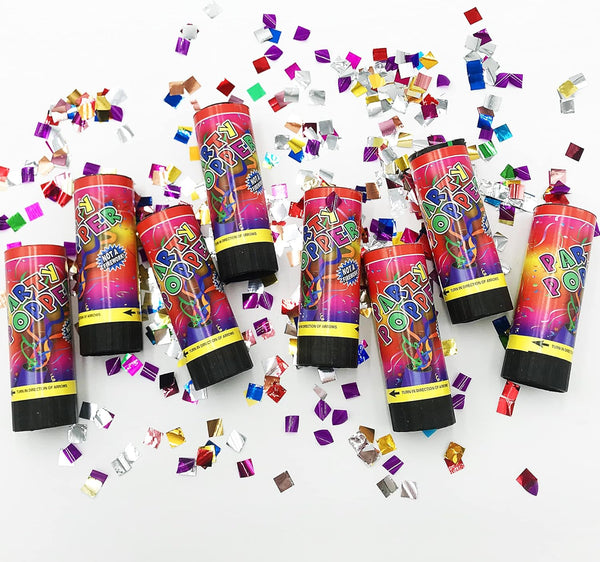 Colorful Confetti Poppers Cannons for Wedding, Birthday, Graduation, Baby Shower Party Supplies and Decorations