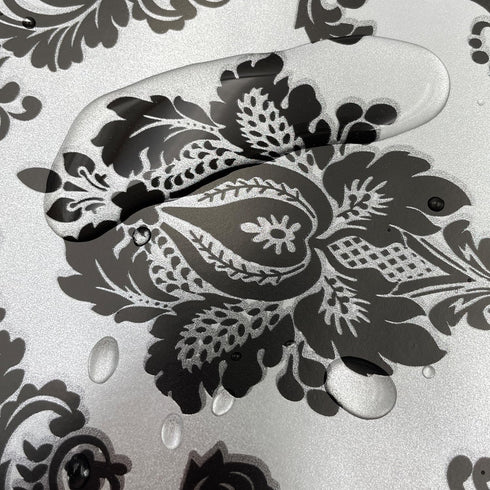 Yifely Retro Black Damask Furniture Paper Self-Adhesive Shelf Liner, Light Grey Table Decor Sticker