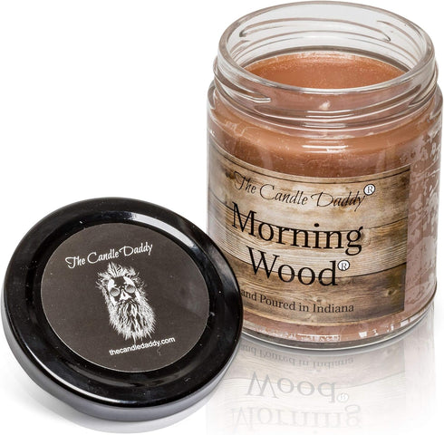 Morning Wood - Cedarwood Vanilla Scent - Funny 6 oz Jar Candle with 40 Hour Burn Time - Poured in Small Batches in The