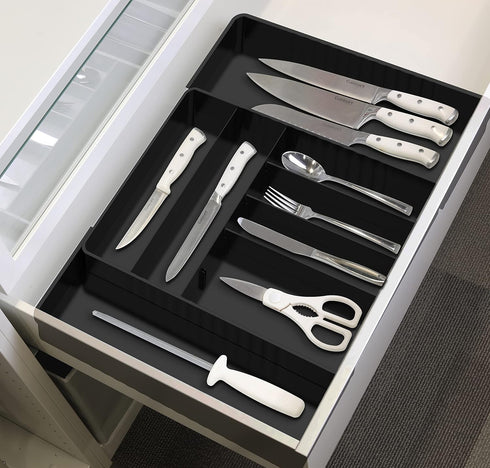 Simple Houseware Expandable Kitchen Drawer Flatware Organizer, Black by Simple Houseware