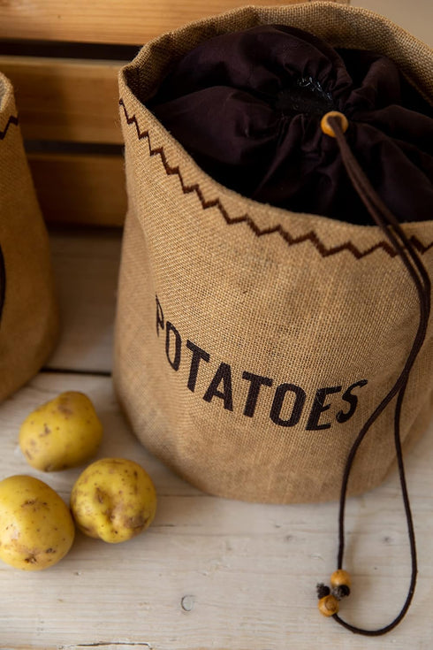Natural Elements Potato Bag with Blackout Lining, Hessian, 24 x 24 cm, Brown