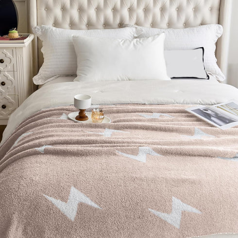 30x40 NIDITW Beige Lightning Bolt Blanket Ultra Soft Microfiber Fleece Lightweight Knit All Season Blanket for Couch