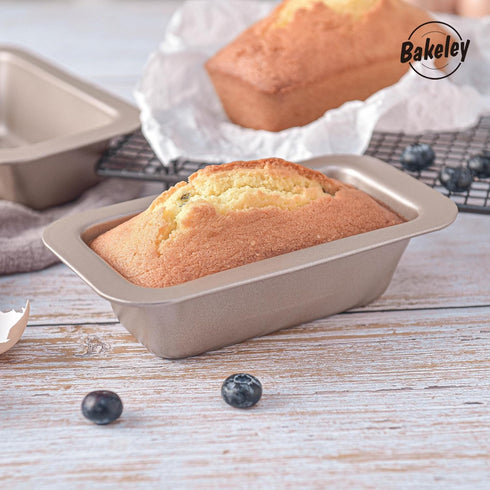 6-Inch Non-Stick Loaf Pan Set of 2, Carbon Steel Baking Bread Pan, 7.2" x 4.1" x 1.9" (Champagne Gold)