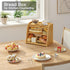 kiplant Countertop, Bread Box for Kitchen Large Bamboo Wood Bread Box, Wooden Corner Bread Storage Capacity