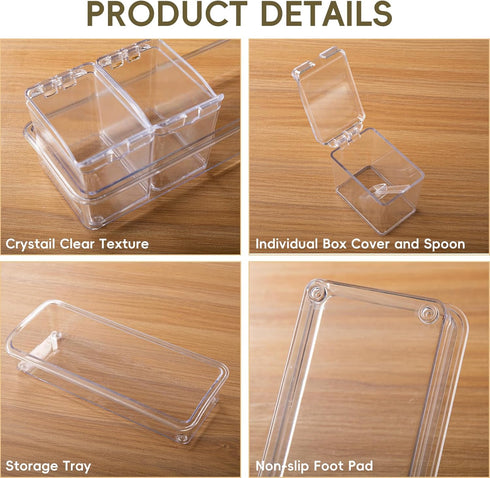XJMWXHFC 4 Clear Seasoning Box, Pieces Seasoning Rack Spice Pots, Storage Container Condiment Jars Acrylic Seasoning