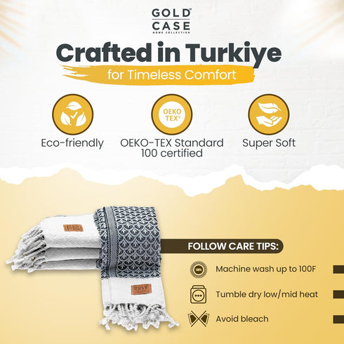 Set 4 100% Gold CASE Turkish Hand Towels for Bathroom of Cotton Bathroom Towels Helen Kitchen Small Towel for Spa