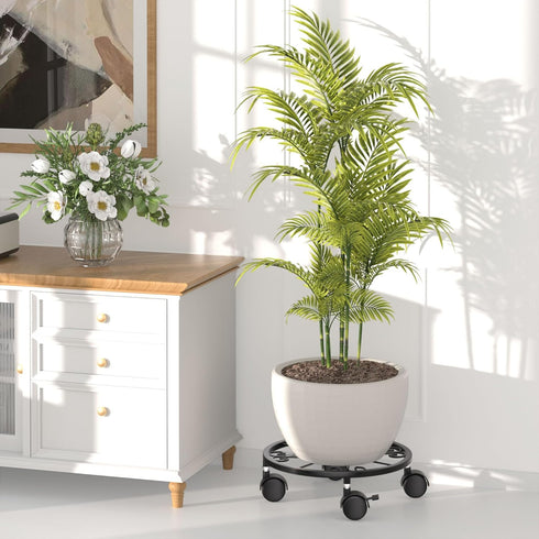 Chinpakden 10.24" 360 Plant Caddy with Wheels - Plant Stand with Wheels, Lockable Plant Rollers Plant Dolly, Plant Tray