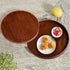 Solid Wood Serving Tray - Round Non-Slip Tea Coffee Snack Plate with Raised Edges for Home Kitchen Restaurant (9.5inch,