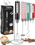 Milk Frother with Stand, Rechargeable Handheld Coffee Frother with 3 Stainless Whisks, Electric Whisk Drink Mixer