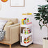 Buzowruil Rolling Storage Cart, 4 Tier Mobile Shelving Unit with Wheels for Kitchen, Bathroom, and Laundry, White.