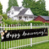 Romantic Happy Anniversary Decorations Banner - Black 118"x20" Bilingual "Feliz Aniversario" Wedding Party Decor