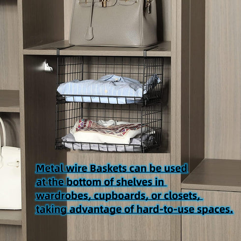 2Pack 11.8in Under Shelf Basket Storage - Metal Under Cabinet Shelf, Hanging Wire Basket Shelves, Undershelf Storage
