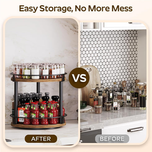 Set 2 2-Tier Countertop, SR22L2BR YATINEY Spice Rack, of Lazy Susan Organizer, Turntable Organizer, Rotating Spice Rack