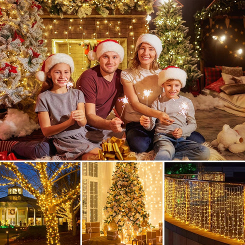 65FT/20M 200 8 JTSIOV Christmas Tree Lights, LED Christmas Lights Plug in, Modes Waterproof Outdoor Lights Indoor