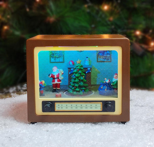 MOMENTS IN TIME Retro Radio with Santas Home Scene 5.5 LED Lighted Musical Christmas Dcor,