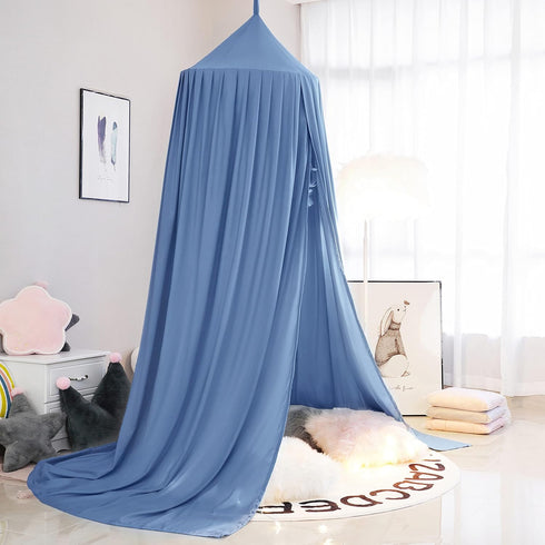 Fog Blue Kids Bed Canopy - Crib & Nursery Light-Blocking Hanging Canopy