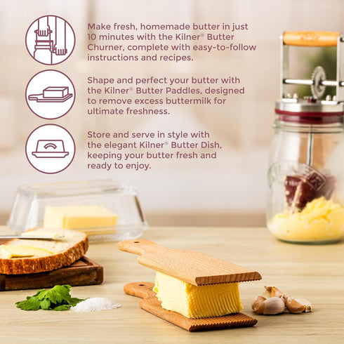 Kilner Beech Wood Butter Paddles, Set of 2