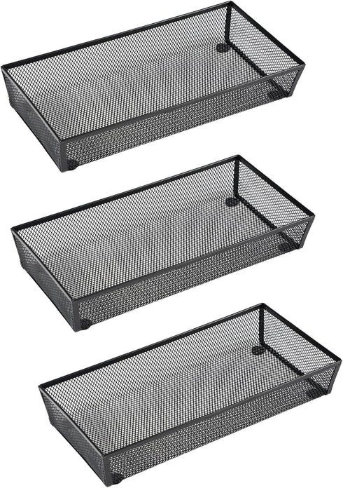 BYCY 3 Pack Mesh Flatware Drawer Organizer - Spoon Knife Fork Storage Tray for Kitchen/Office/Home