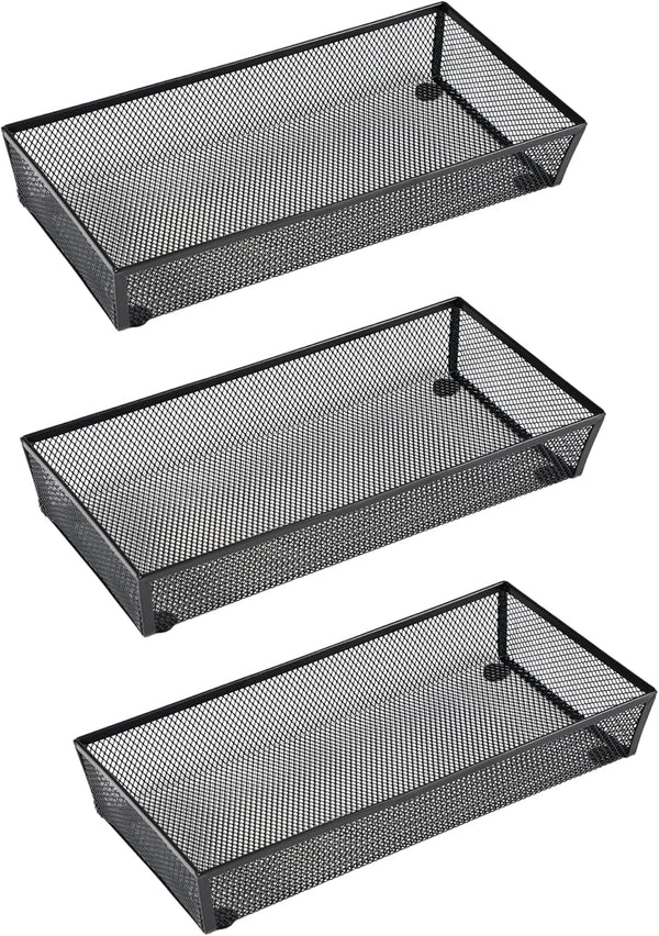 BYCY 3 Pack Mesh Flatware Drawer Organizer - Spoon Knife Fork Storage Tray for Kitchen/Office/Home