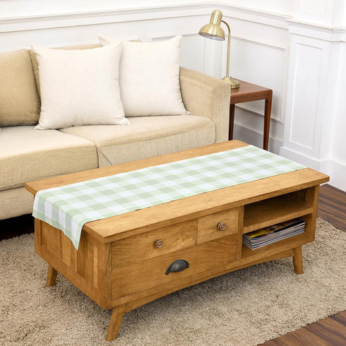 Solino Home Linen Checkered Table Runner 48 Inches - 100% Pure Linen