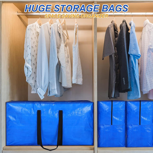 Windyun 4 Pcs Extra Large Storage Bags, Heavy Duty Moving Bags Totes for College, Travel Clothes, Bedding Supplies