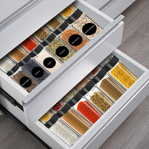 12 Pack Glass Spice Jars with Labels, 4oz Containers with Black Shaker Lids, Empty Spice Bottles, Silicone Funnel and