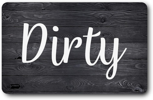 Black & White Wood Clean Dirty Magnet for Dishwasher, Reversible Sign Indicator for Rustic Farmhouse Kitchen Decor