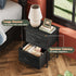 WLIVE Night Stand, Small Dresser with 2 Fabric Drawers, Black Bedside Table and Closet Organizer