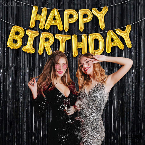 KatchOn XtraLarge Black Streamers | 3.2x8 Feet, Pack of 2 for Black Party Decorations, Tinsel Backdrop