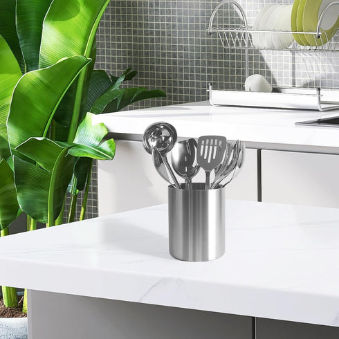 IMEEA Small Kitchen Utensil Holder for Countertop, SUS304 Stainless Steel Utensil Crock 5.3 Utensil Organizer Storage