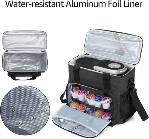 CURMIO Coffee Maker Carrying Bag, Compatible for Keurig K-Mini or K-Mini Plus, Travel Bag for K-Cup Pods