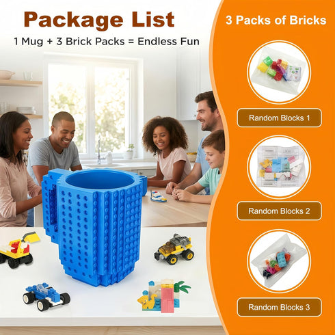 Lumsburry Build-on Brick Coffee Mug, Funny DIY Novelty Cup with Building Blocks Creative for Kids Men Women Xmas