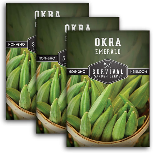 Survival Garden Seeds - Emerald Okra Seed for Planting - Packet with