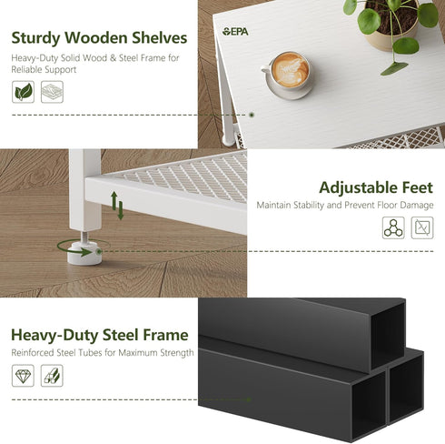 29.1" HET003WT1 Heybly Small Side Table, Tall End Table with Adjustable Shelf, Telephone Table, Nightstand, Accent